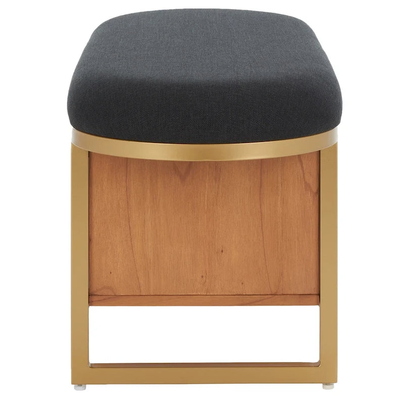 Banc d'entrée à étagère ouverte avec coussin – Siège de rangement rembourré pour chambre ou couloir
