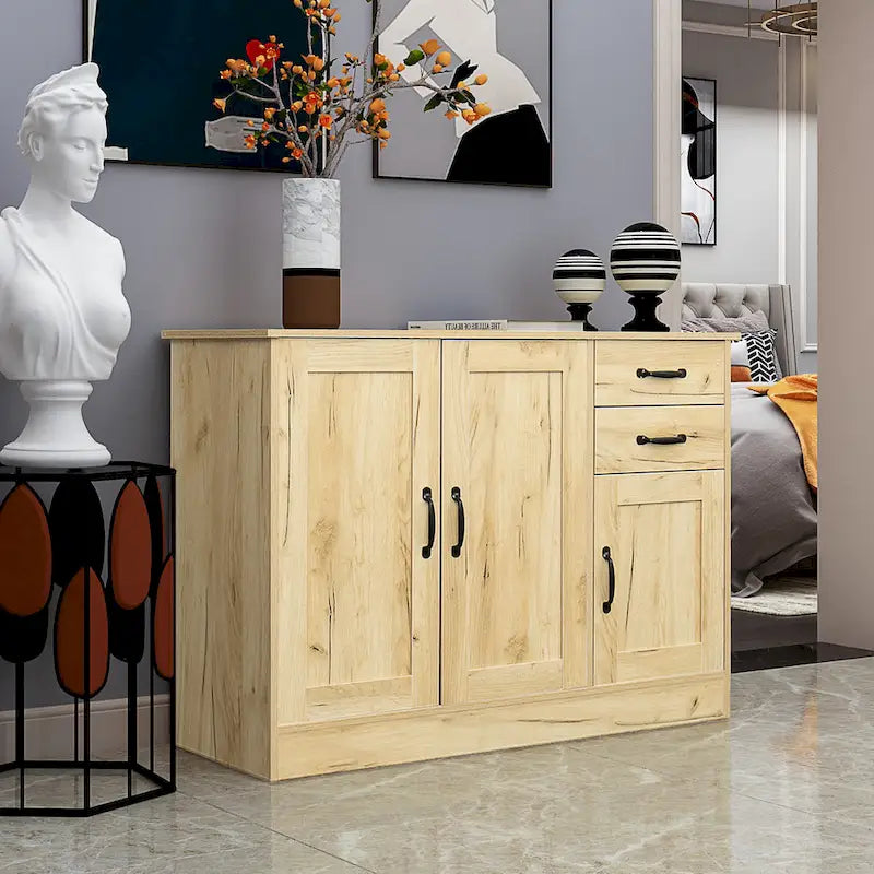 Buffet moderne en bois de 43,3 pouces avec 2 portes