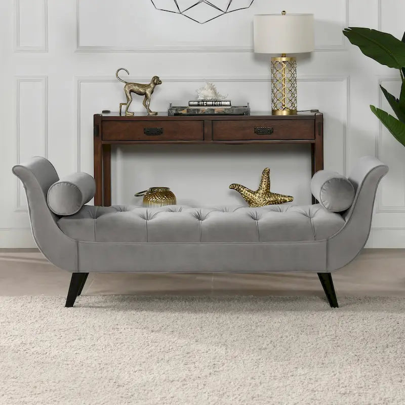 Banc d'entrée capitonné – Siège en tissu capitonné pour couloir ou chambre à coucher