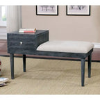 Banc d'appoint contemporain gris en bois massif avec 1 tiroir – Siège de rangement moderne pour entrée