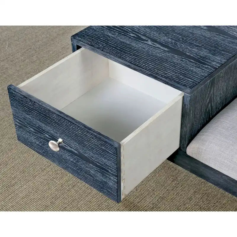 Banc d'appoint contemporain gris en bois massif avec 1 tiroir – Siège de rangement moderne pour entrée