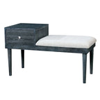 Banc d'appoint contemporain gris en bois massif avec 1 tiroir – Siège de rangement moderne pour entrée