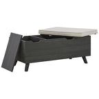 Banc de rangement capitonné gris – Coffre de rangement avec couvercle relevable pour chambre ou entrée