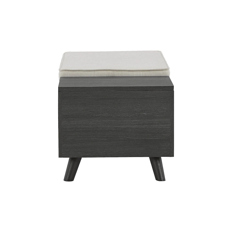 Banc de rangement capitonné gris – Coffre de rangement avec couvercle relevable pour chambre ou entrée