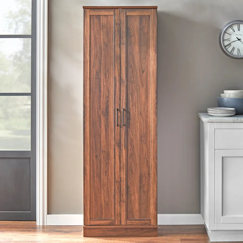 Armoire de cuisine autoportante de style ferme moderne avec portes vitrées