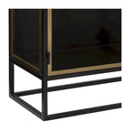 Buffet 2 portes en fer et verre 91 cm canon de fusil et laiton – Buffet industriel glamour pour salle à manger