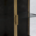 Buffet 2 portes en fer et verre 91 cm canon de fusil et laiton – Buffet industriel glamour pour salle à manger