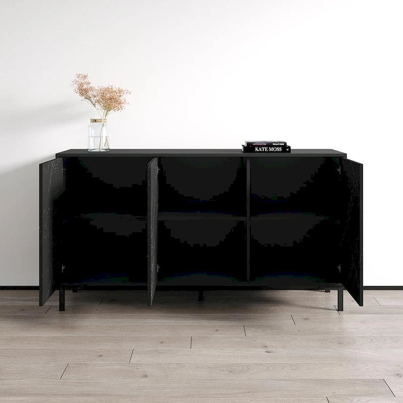 Bahut buffet moderne de 150 cm de large – Rangement pour salon avec étagères réglables