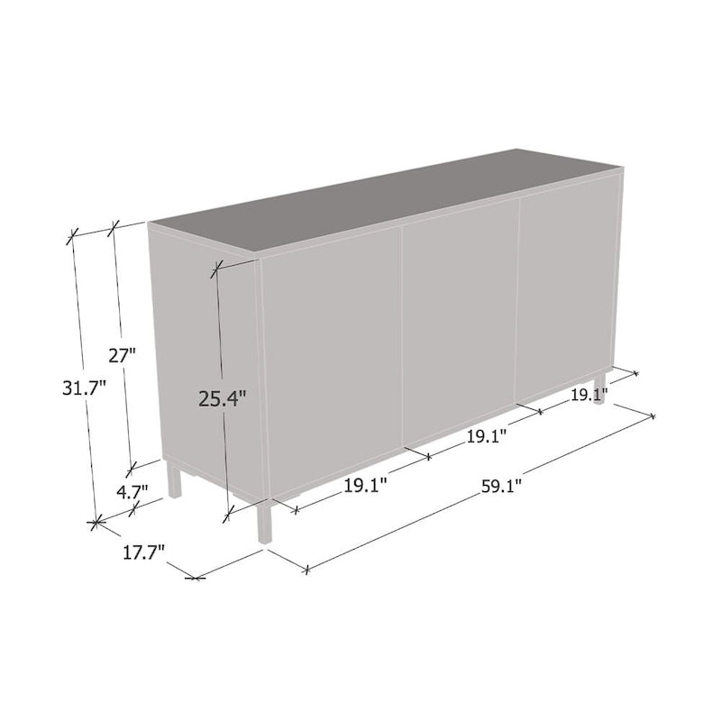 Bahut buffet moderne de 150 cm de large – Rangement pour salon avec étagères réglables