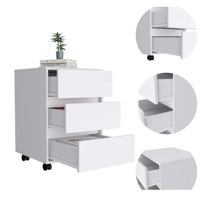 Meuble de classement en bois à 3 tiroirs – Rangement de documents pour le bureau à domicile pour dossiers de format lettre et légal