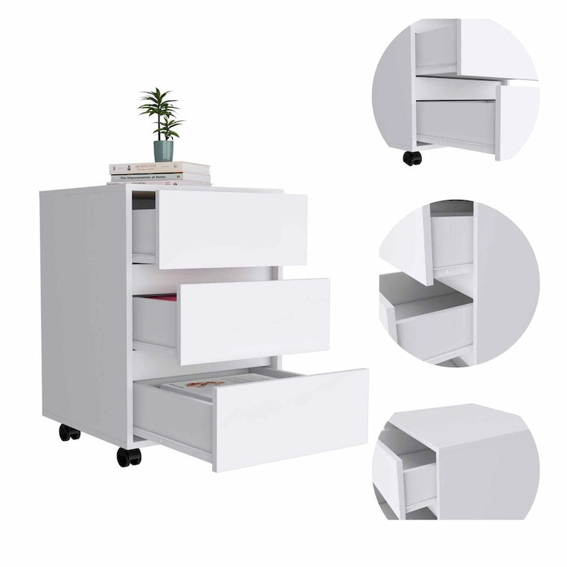 Meuble de classement en bois à 3 tiroirs – Rangement de documents pour le bureau à domicile pour dossiers de format lettre et légal