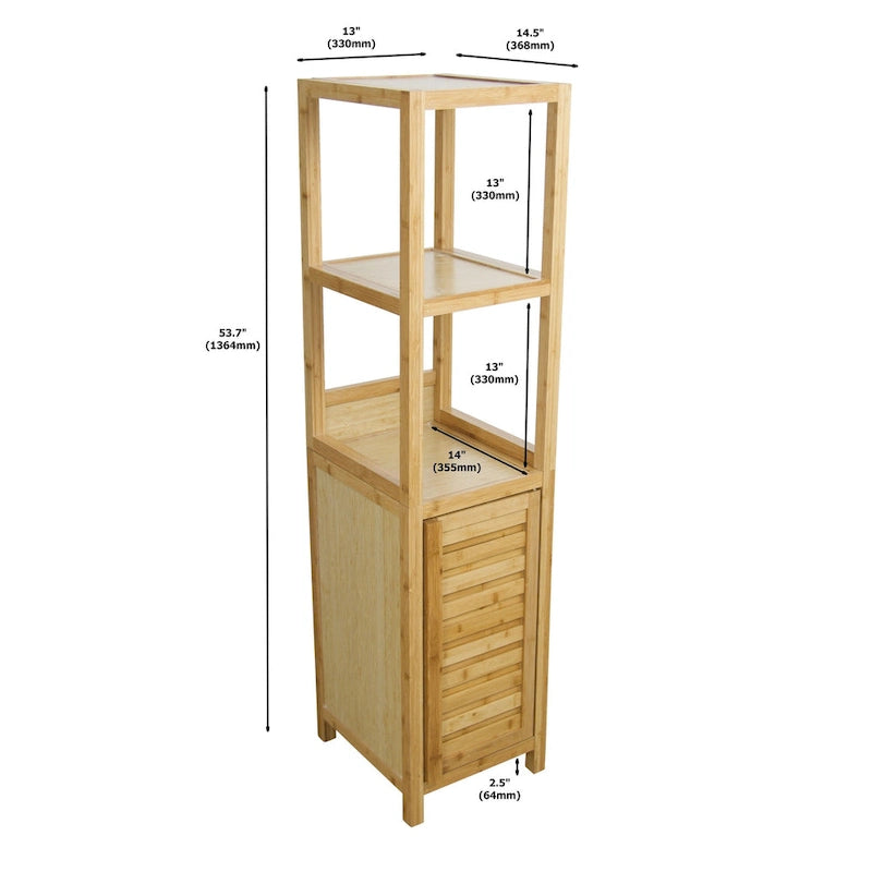 Tour de rangement en bambou massif pour spa – Meuble de rangement de salle de bain autoportant avec étagères