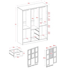 Palace Imports Armoire Cosmo 3 portes 100 % bois massif avec portes en bois massif ou portes miroir
