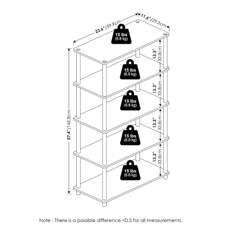Étagère de présentation polyvalente à 5 niveaux – Bibliothèque autoportante pour le salon ou le bureau