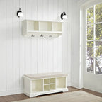 Crosley Brennan Banc d'entrée et étagère en bois blanc, 2 pièces – 41,5 larg. x 18,25 haut. x 15 prof.