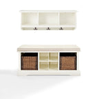 Crosley Brennan Banc d'entrée et étagère en bois blanc, 2 pièces – 41,5 larg. x 18,25 haut. x 15 prof.