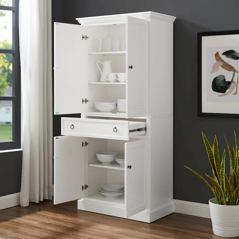 Grand meuble de rangement de cuisine autoportant avec étagères réglables – Style ferme