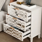 Commode miroir laquée avec 26 tiroirs, blanc/doré