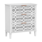 Commode miroir laquée avec 26 tiroirs, blanc/doré