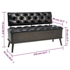 vidaXL Banc de rangement avec dossier 43,3 similicuir noir - 43,3 x 20,5 x 29,5