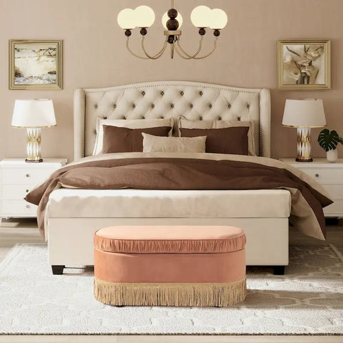Serena 38 Ruched Oval Storage Bench Ottoman