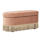 Banc ottoman de rangement ovale 38" capitonné – Repose-pieds en tissu rembourré avec rangement dissimulé