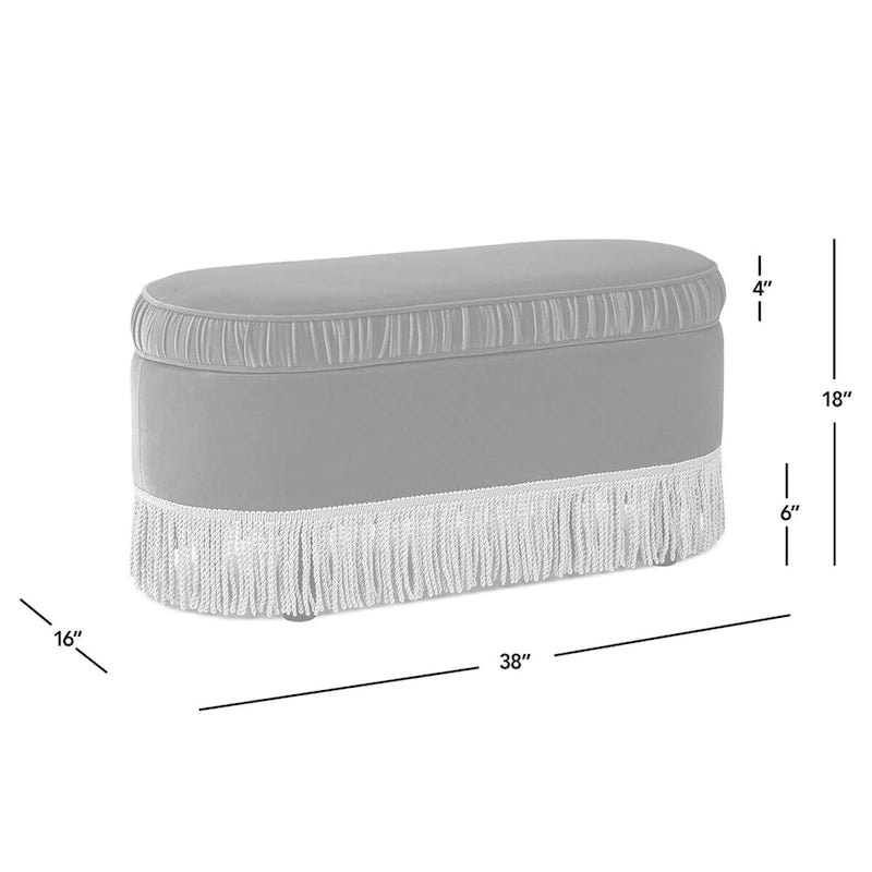 Banc ottoman de rangement ovale 38" capitonné – Repose-pieds en tissu rembourré avec rangement dissimulé