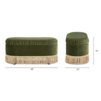 Banc ottoman de rangement ovale 38" capitonné – Repose-pieds en tissu rembourré avec rangement dissimulé