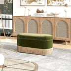 Banc ottoman de rangement ovale 38" capitonné – Repose-pieds en tissu rembourré avec rangement dissimulé