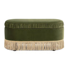 Banc ottoman de rangement ovale 38" capitonné – Repose-pieds en tissu rembourré avec rangement dissimulé