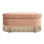 Banc ottoman de rangement ovale 38" capitonné – Repose-pieds en tissu rembourré avec rangement dissimulé