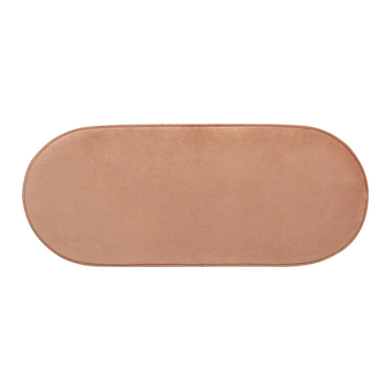 Banc ottoman de rangement ovale 38" capitonné – Repose-pieds en tissu rembourré avec rangement dissimulé