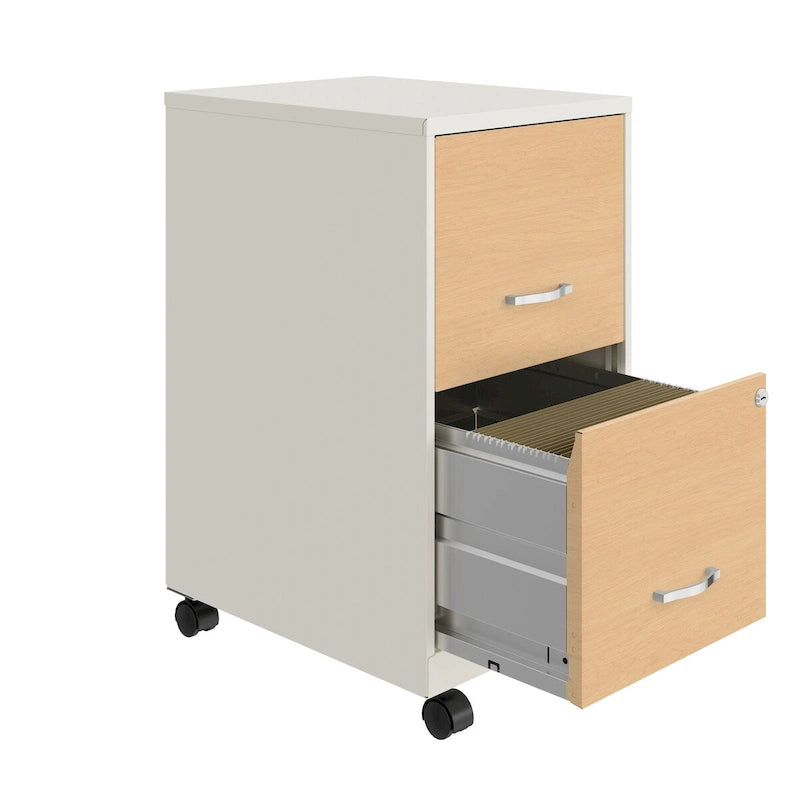 Classeur mobile à roulettes à 2 tiroirs de 45 cm de profondeur – Meuble de rangement de bureau roulant