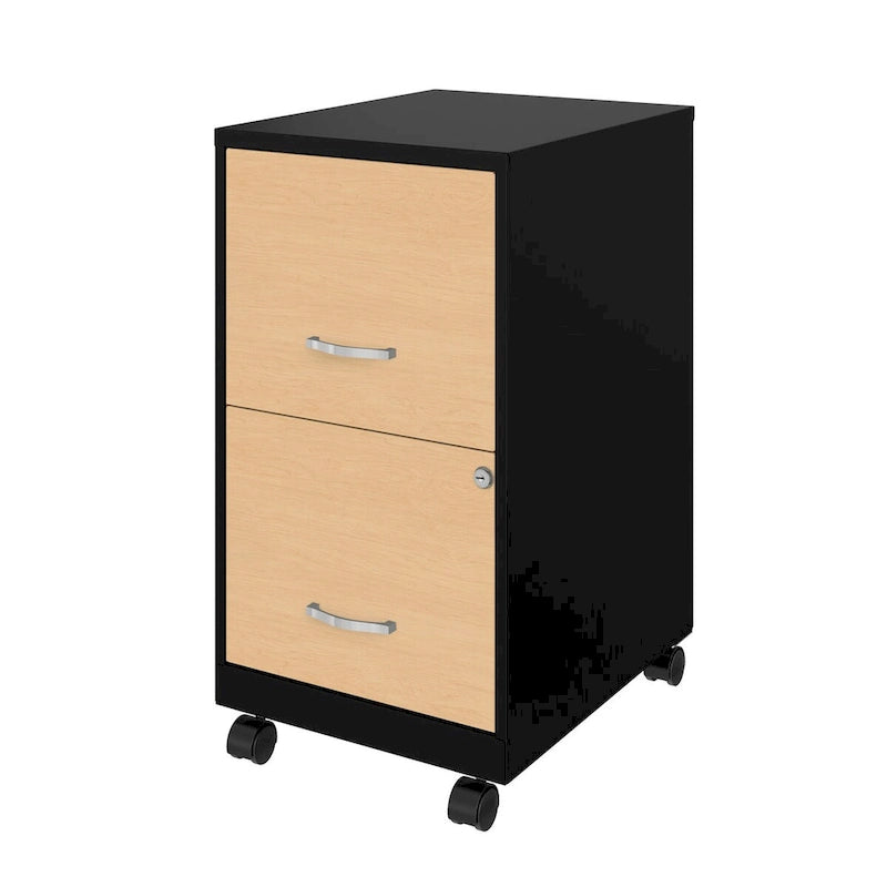 Classeur mobile à roulettes à 2 tiroirs de 45 cm de profondeur – Meuble de rangement de bureau roulant