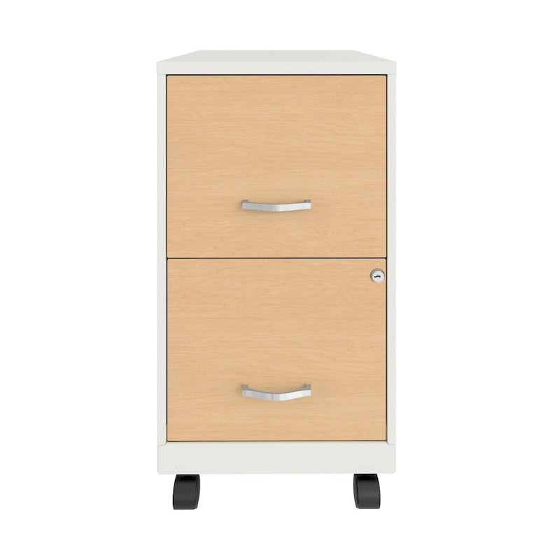 Classeur mobile à roulettes à 2 tiroirs de 45 cm de profondeur – Meuble de rangement de bureau roulant