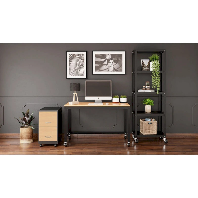 Classeur mobile à roulettes à 2 tiroirs de 45 cm de profondeur – Meuble de rangement de bureau roulant