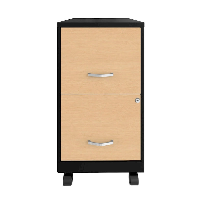 Classeur mobile à roulettes à 2 tiroirs de 45 cm de profondeur – Meuble de rangement de bureau roulant