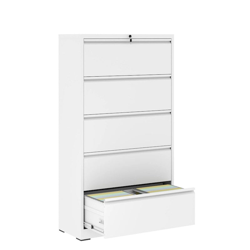 Classeur métallique latéral à 5 tiroirs, armoire de classement avec serrure, classeur verrouillable pour bureau à domicile, classeur métallique verrouillable