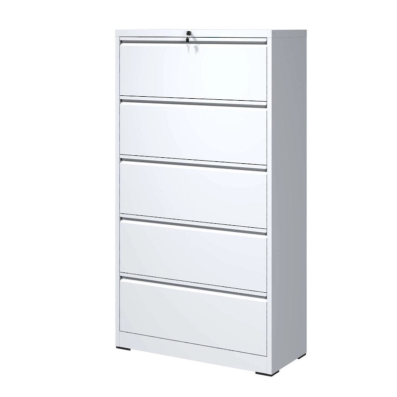 Classeur métallique latéral à 5 tiroirs, armoire de classement avec serrure, classeur verrouillable pour bureau à domicile, classeur métallique verrouillable