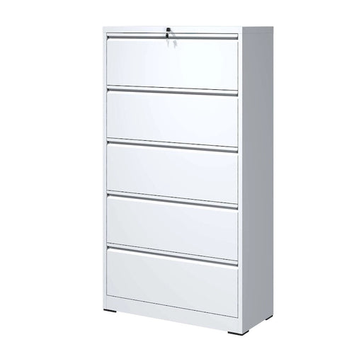 Classeur métallique latéral à 5 tiroirs, armoire de classement avec serrure, classeur verrouillable pour bureau à domicile, classeur métallique verrouillable