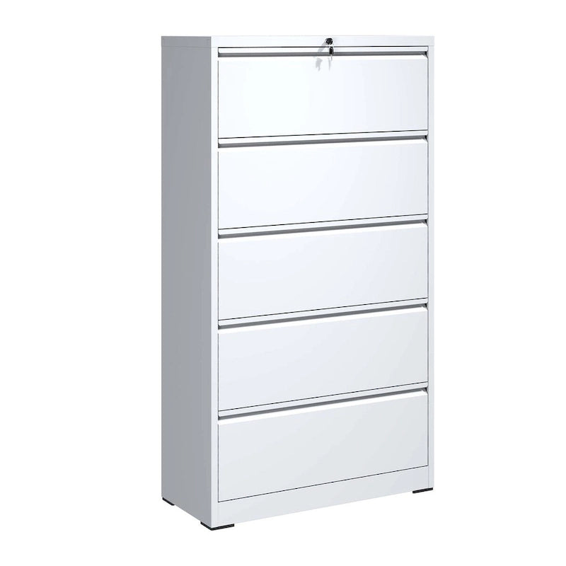 Classeur métallique latéral à 5 tiroirs, armoire de classement avec serrure, classeur verrouillable pour bureau à domicile, classeur métallique verrouillable