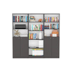 Ensemble de 3 bibliothèques doubles de 188 cm de large à 5 étagères – Grand meuble de rangement pour bureau ou salon