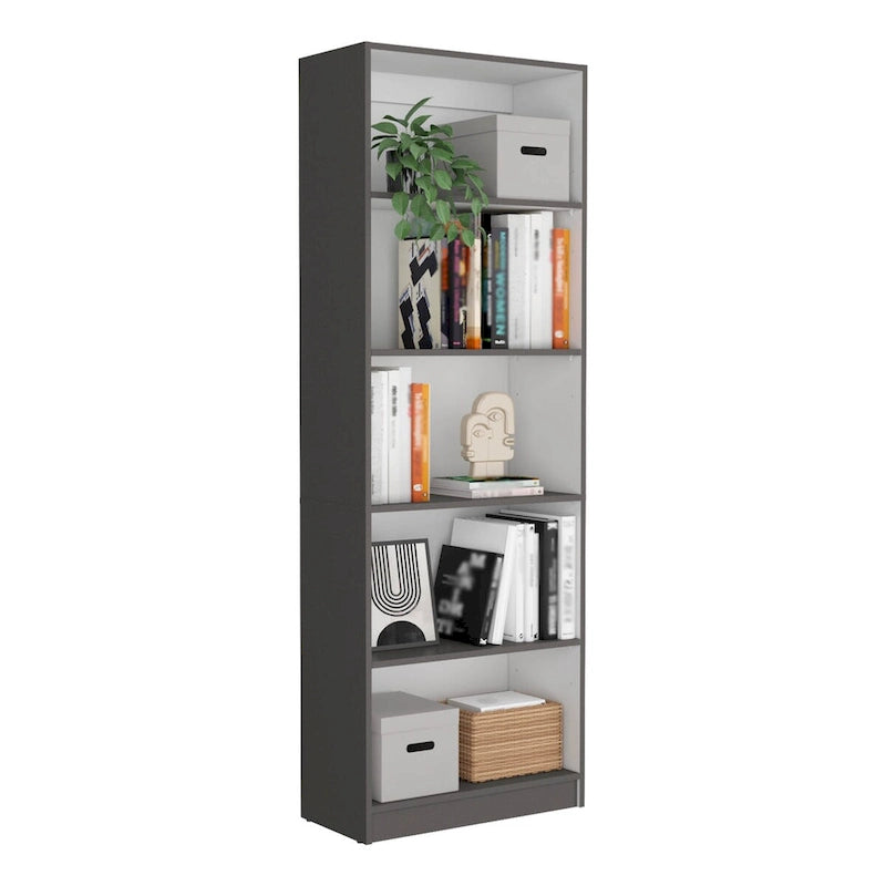 Ensemble de 3 bibliothèques doubles de 188 cm de large à 5 étagères – Grand meuble de rangement pour bureau ou salon