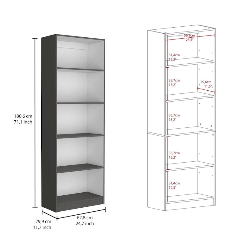 Ensemble de 3 bibliothèques doubles de 188 cm de large à 5 étagères – Grand meuble de rangement pour bureau ou salon