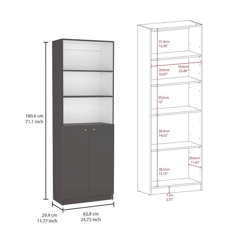 Ensemble de 3 bibliothèques doubles de 188 cm de large à 5 étagères – Grand meuble de rangement pour bureau ou salon