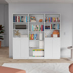Ensemble de 3 bibliothèques doubles de 188 cm de large à 5 étagères – Grand meuble de rangement pour bureau ou salon