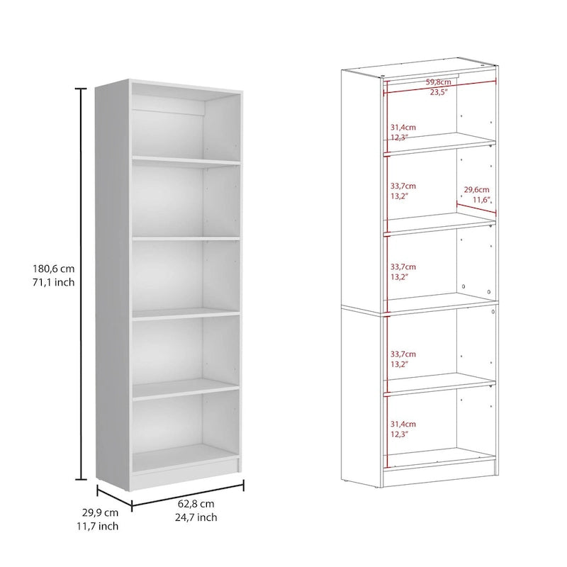 Ensemble de 3 bibliothèques doubles de 188 cm de large à 5 étagères – Grand meuble de rangement pour bureau ou salon