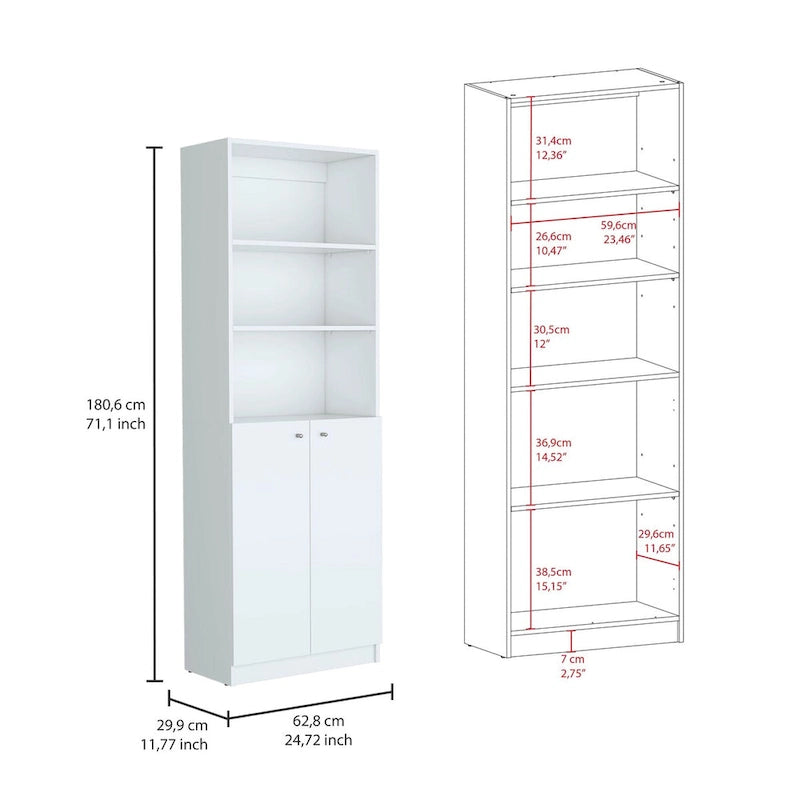 Ensemble de 3 bibliothèques doubles de 188 cm de large à 5 étagères – Grand meuble de rangement pour bureau ou salon