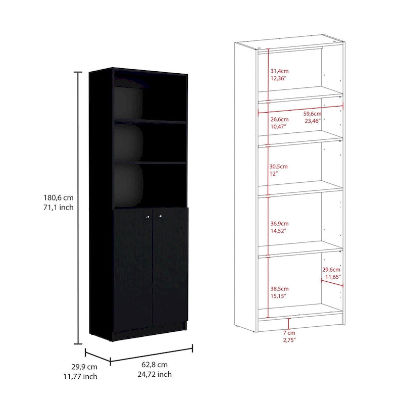 Ensemble de 3 bibliothèques doubles de 188 cm de large à 5 étagères – Grand meuble de rangement pour bureau ou salon