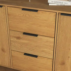 Bahut de salle à manger avec rangement, meuble bar à café en bois, armoire de 120 cm avec 3 tiroirs et 2 portes, buffet vaisselier
